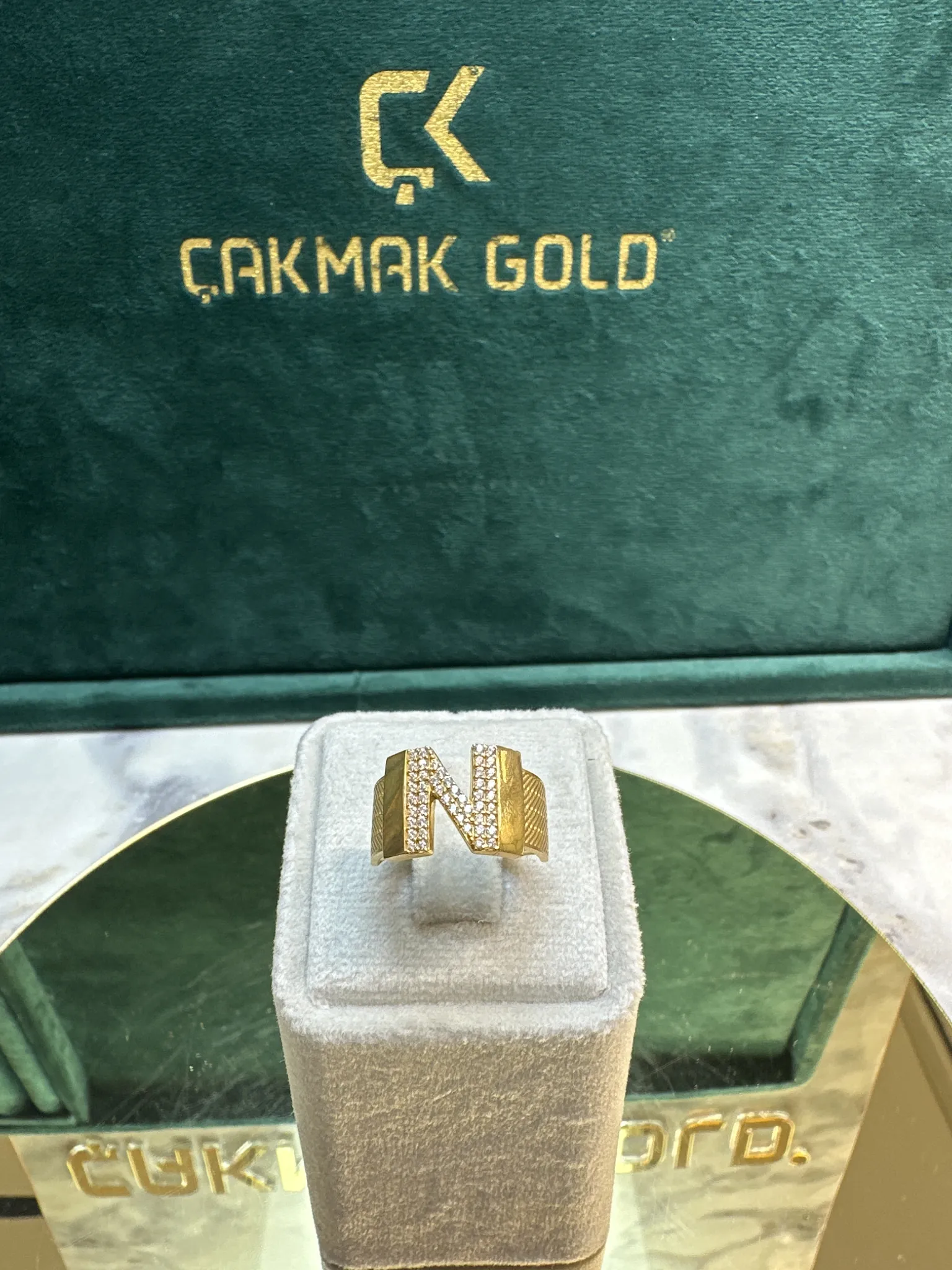 ÖZEL TASARIM N HARFLİ YÜZÜK